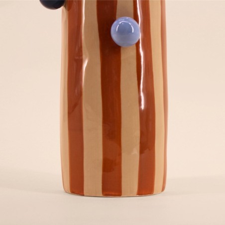 Vase rayé orange et blanc en grès | Hashtag Déco