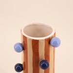 Vase rayé orange et blanc en grès | Hashtag Déco