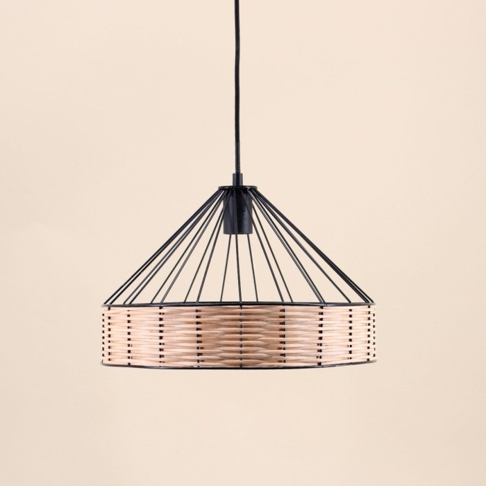 Suspension ronde rotin et métal naturel 35cm | Hashtag Déco