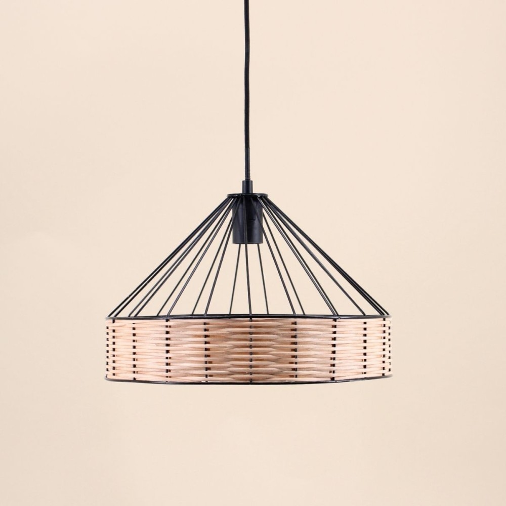 Suspension ronde rotin et métal naturel 35cm | Hashtag Déco