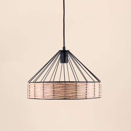 Suspension ronde rotin et métal naturel 35cm | Hashtag Déco