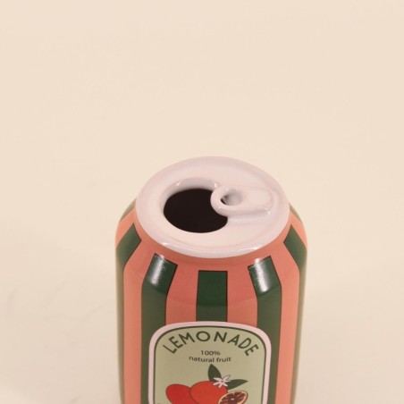 Vase céramique rayé rose/vert 11cm | Hashtag Déco