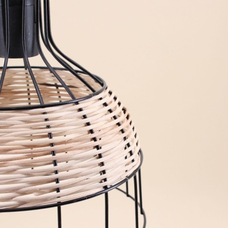 Suspension ronde rotin métal 22cm naturelle | Hashtag Déco