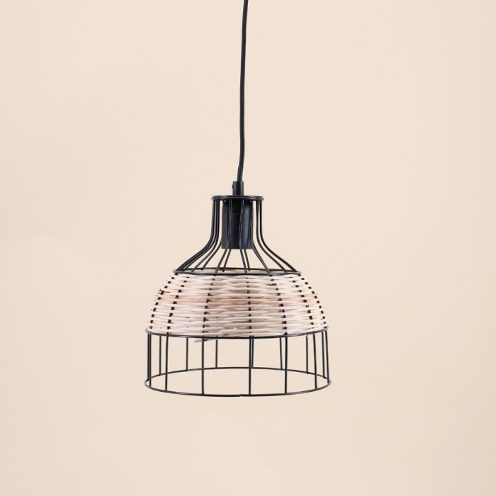 Suspension ronde rotin métal 22cm naturelle | Hashtag Déco