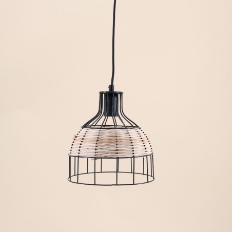 Suspension ronde rotin métal 22cm naturelle | Hashtag Déco