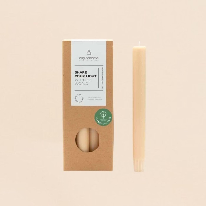 Set de bougies cierges beige 20 cm en RSPO | Hashtag Déco