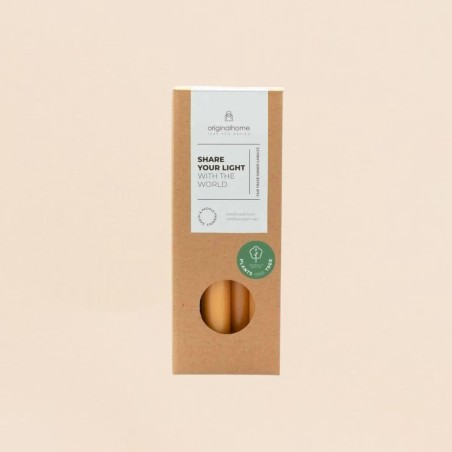 Set 10 bougies cierges ocre en palme | Hashtag Déco