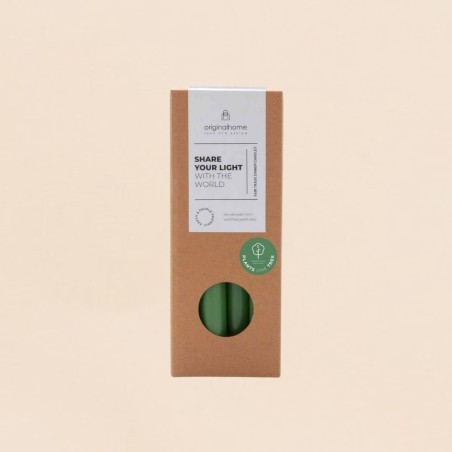 Set 10 bougies cierges vert foncé écologiques | Hashtag Déco