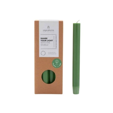 Set 10 bougies cierges vert foncé écologiques | Hashtag Déco