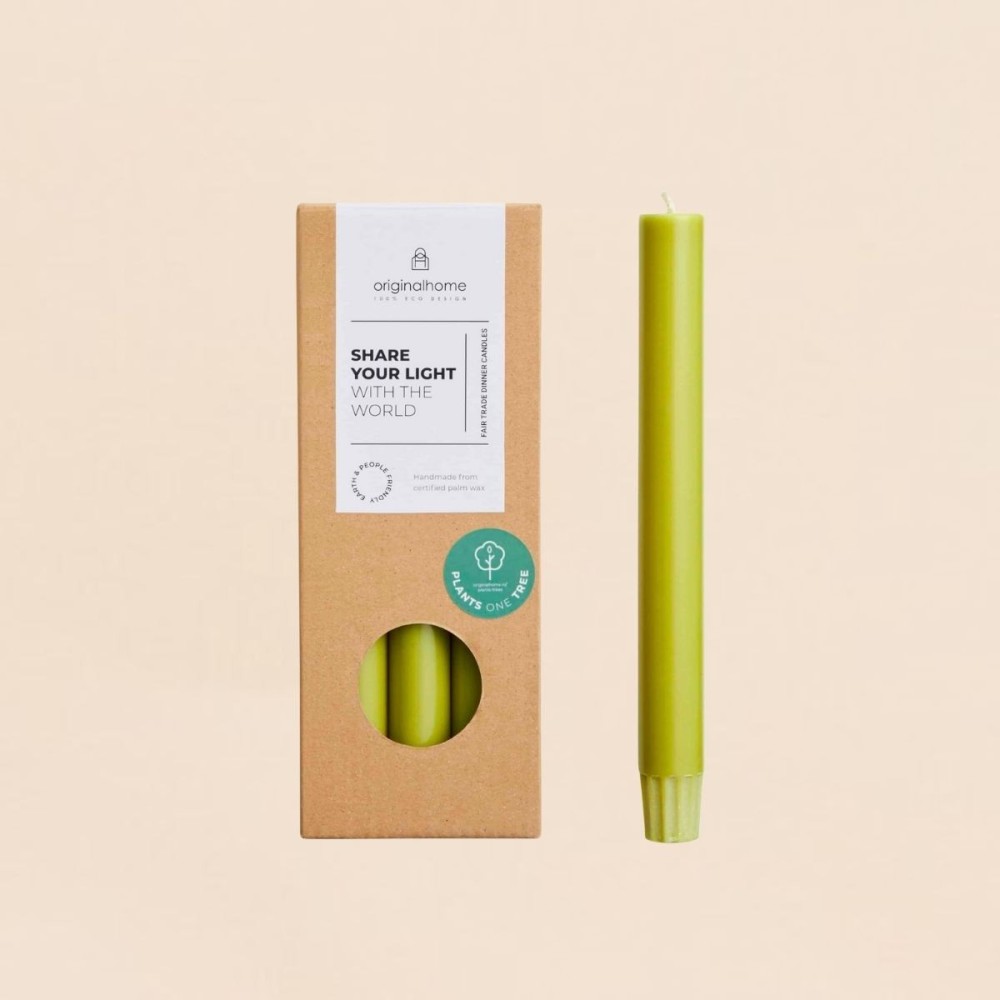 Set 10 bougies vert mousse en stéarine | Hashtag Déco