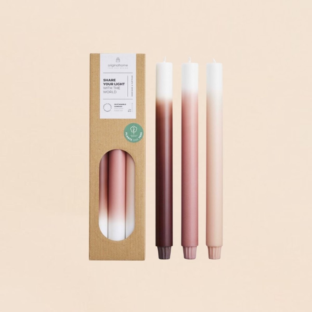 Set 3 bougies rose parme violet 30cm | Hashtag Déco