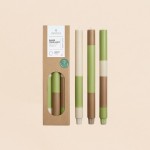 Set de 3 bougies rayées beige camel vert en huile | Hashtag Déco
