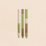 Set de 3 bougies rayées beige camel vert en huile | Hashtag Déco