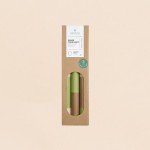 Set de 3 bougies rayées beige camel vert en huile | Hashtag Déco