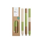 Set de 3 bougies rayées beige camel vert en huile | Hashtag Déco