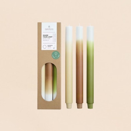 Set de 3 bougies dégradées beige camel vert | Hashtag Déco