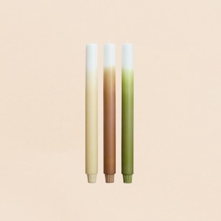 Set de 3 bougies dégradées beige camel vert | Hashtag Déco