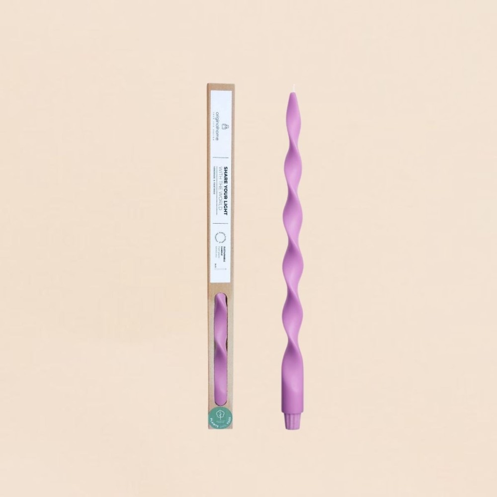 Bougie spirale parme 40cm en stéarine | Hashtag Déco