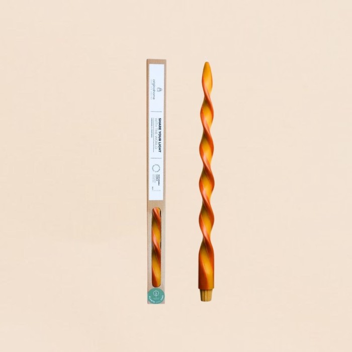 Bougie spirale orange rouge 40cm en RSPO | Hashtag Déco