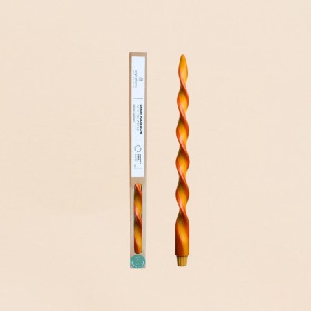 Bougie spirale orange rouge 40cm en RSPO | Hashtag Déco