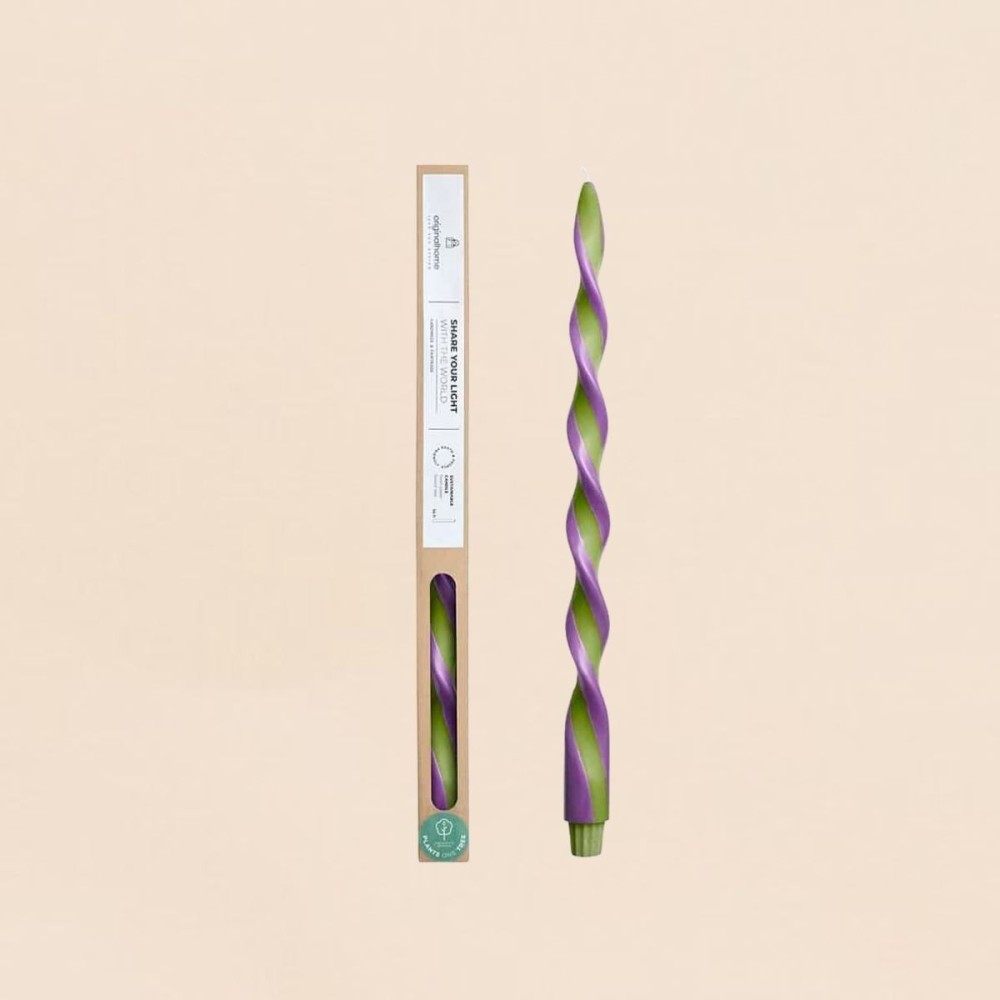 Bougie spirale vert parme, huile de palme | Hashtag Déco