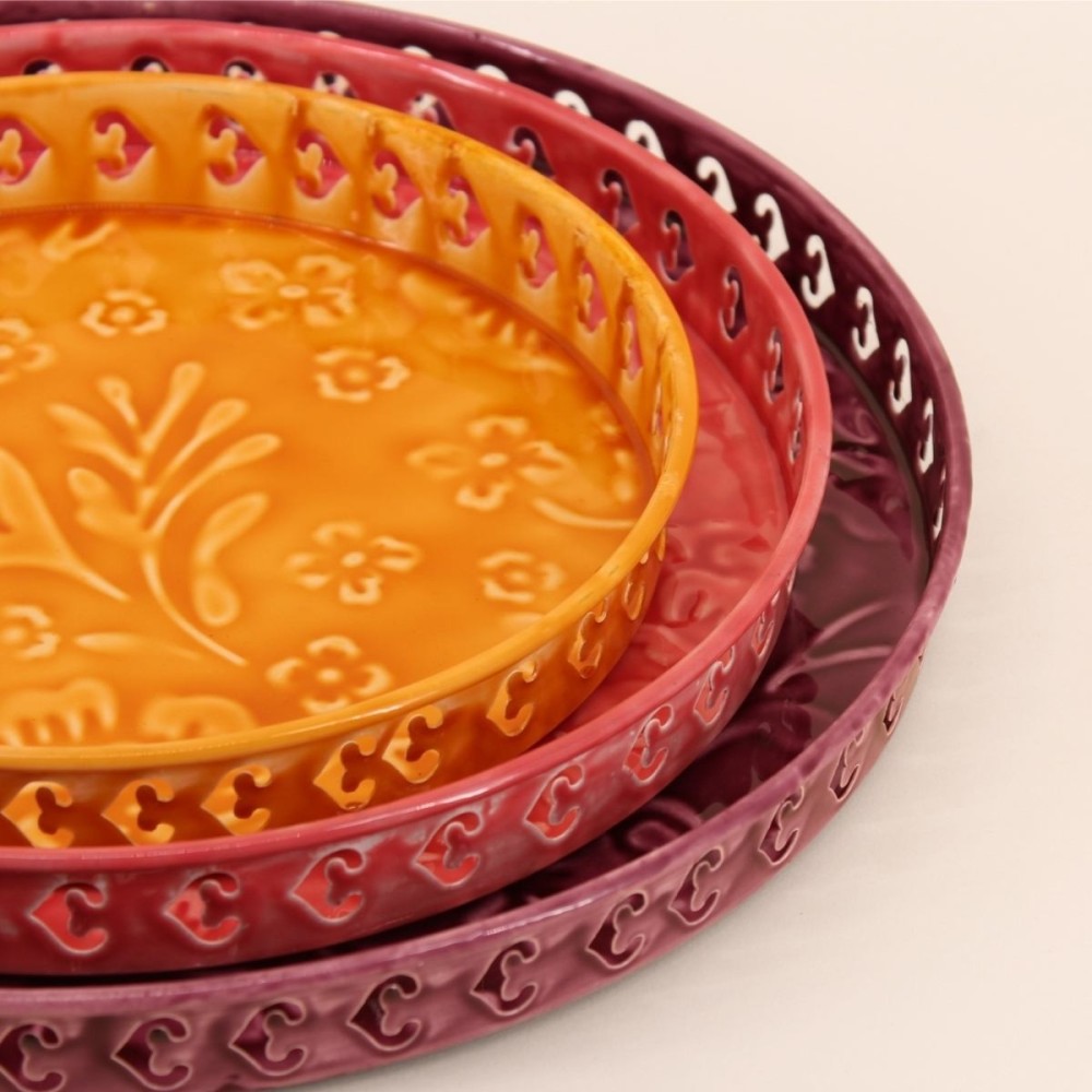 Lot de 3 plateaux colorés en reliefs | Hashtag Déco