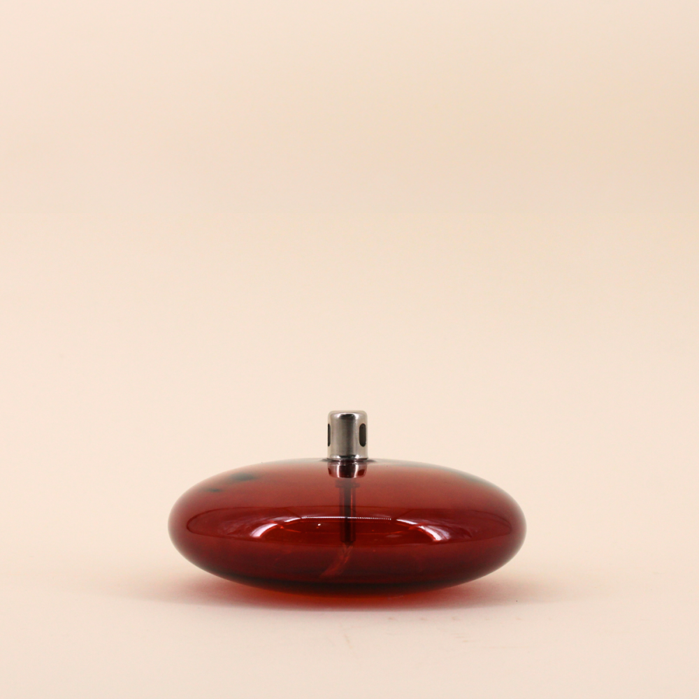 Lampe à huile en verre bordeaux | Hashtag Déco