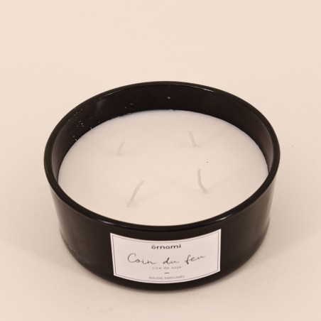 Bougie cire de soja noire 4 mèches "Coin du feu" | Hashtag Déco