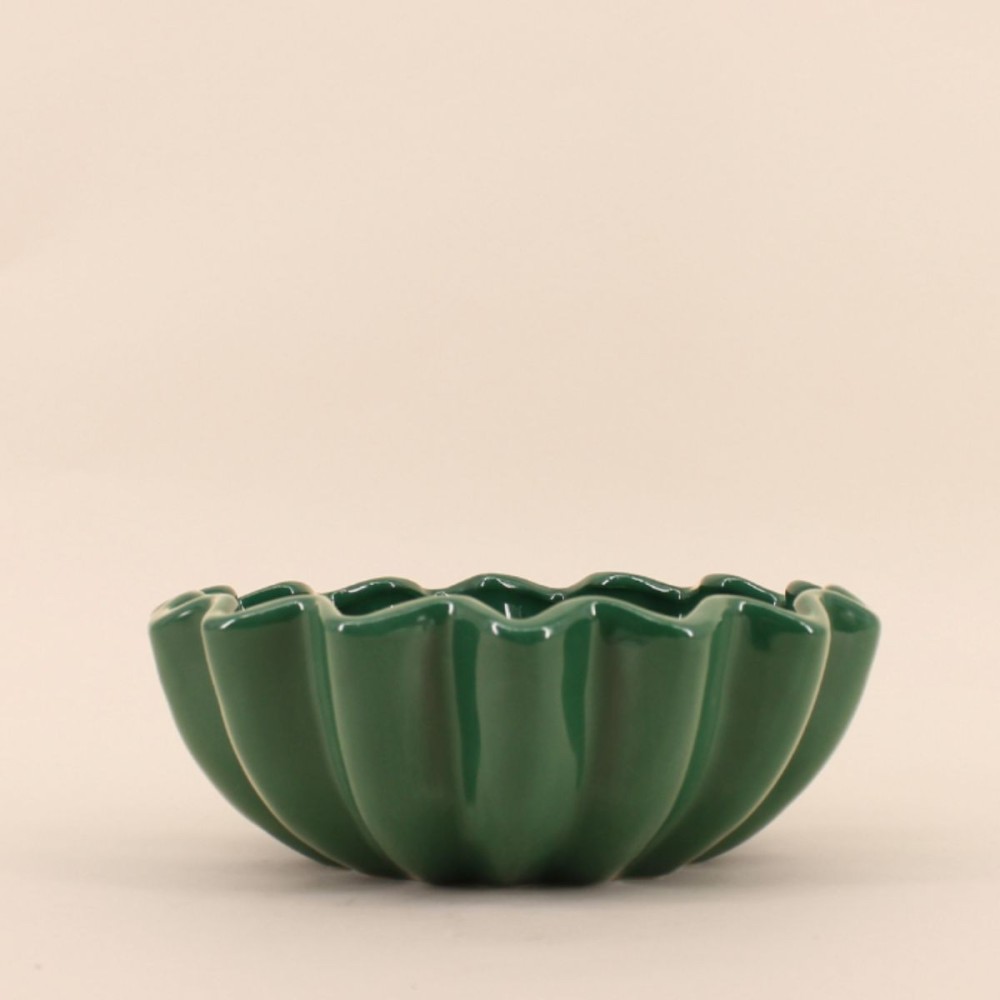 Coupe céramique alvéolée 24cm verte | Hashtag Déco