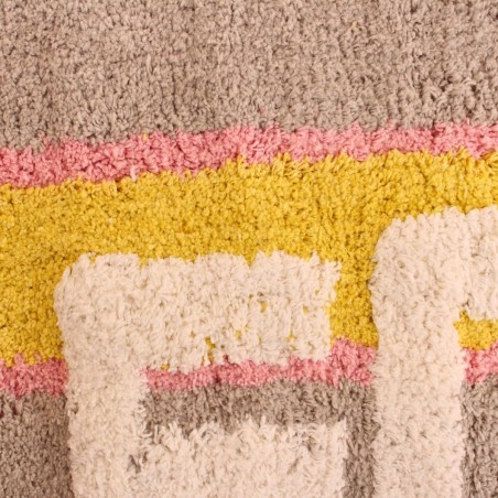 Tapis de bain coton rayé jaune rose 50x80 cm | Hashtag Déco