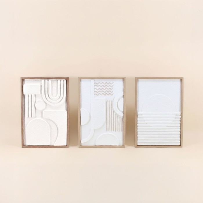 Set de 3 toiles décoratives en relief | Hashtag Déco