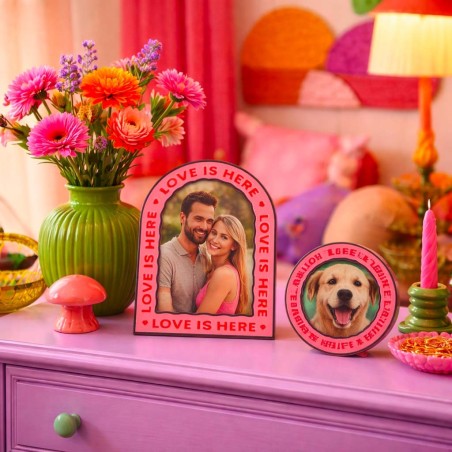 Cadre photo rond rose laqué en zinc | Hashtag Déco