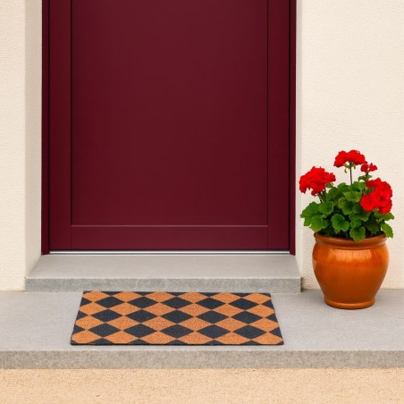 Paillasson coco damiers 40x60cm, style moderne | Hashtag Déco
