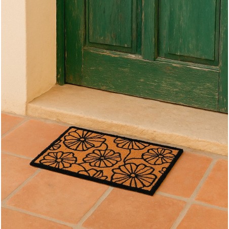 Paillasson coco fleurs marron 40x60 cm | Hashtag Déco