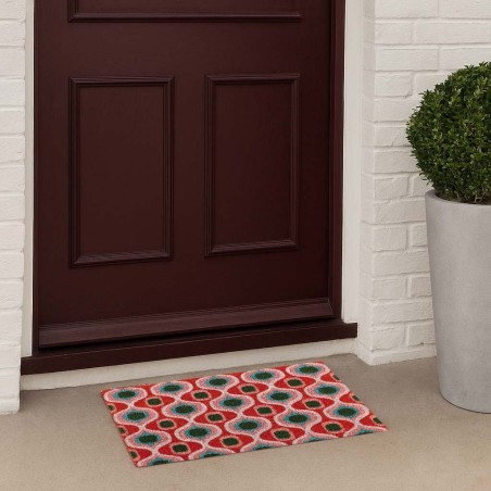 Paillasson coco rouge géométrique 40x60cm | Hashtag Déco