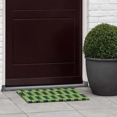 Paillasson coco vert géométrique 40x60cm | Hashtag Déco