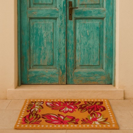 Paillasson coco rose floral 50x80 cm | Hashtag Déco