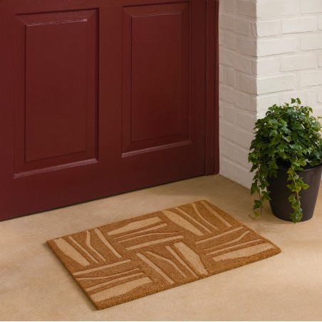 Paillasson coco marron motifs primitifs 40x60cm | Hashtag Déco