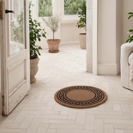 Paillasson rond coco marron noir 60cm | Hashtag Déco