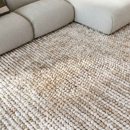 Tapis tufté beige 140x80cm en laine | Hashtag Déco