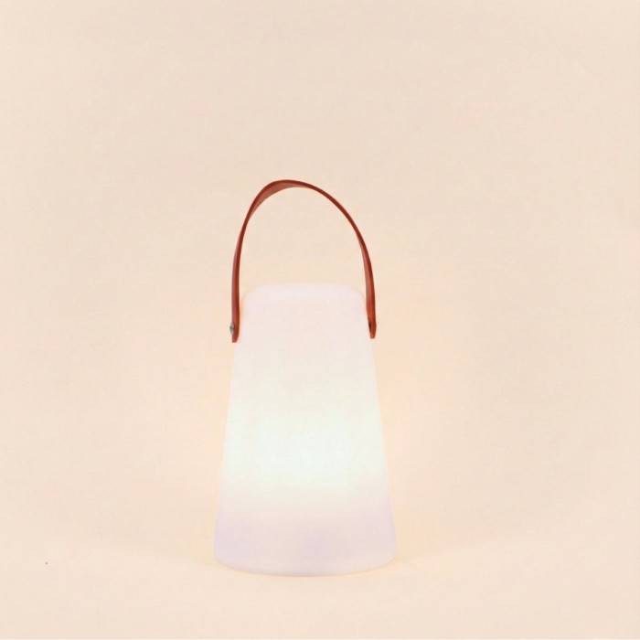 Lanterne led effet cuir marron à piles 20x14cm | Hashtag Déco