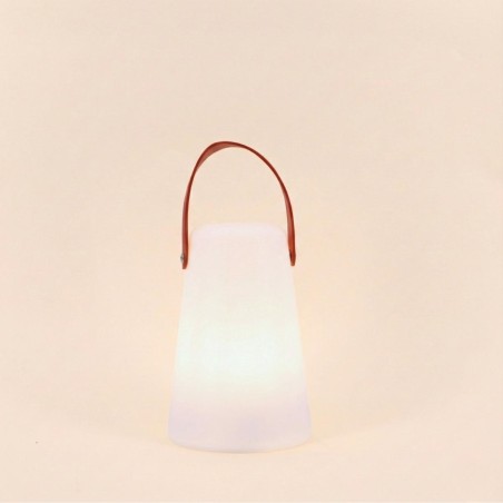 Lanterne led effet cuir marron à piles 20x14cm | Hashtag Déco