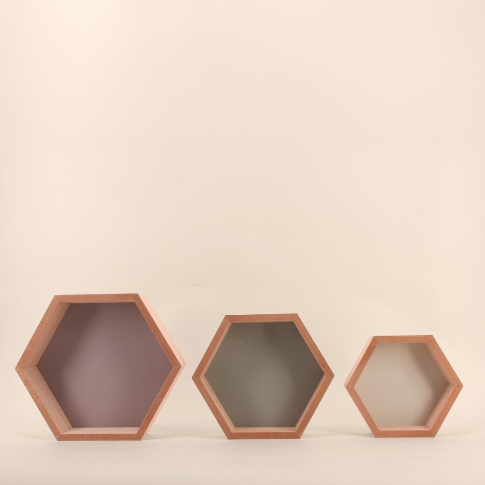 Set de 3 étagères bois hexagonales | Hashtag Déco