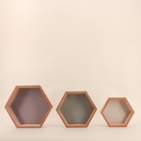 Set de 3 étagères bois hexagonales | Hashtag Déco