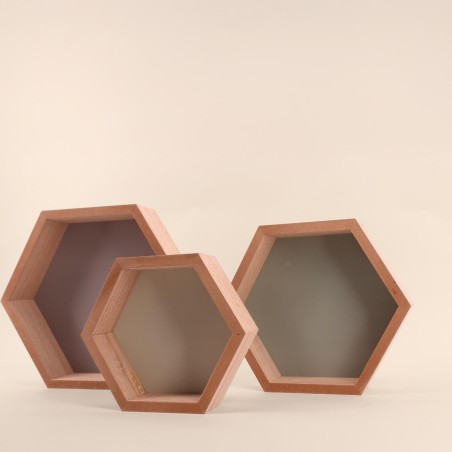 Set de 3 étagères bois hexagonales | Hashtag Déco
