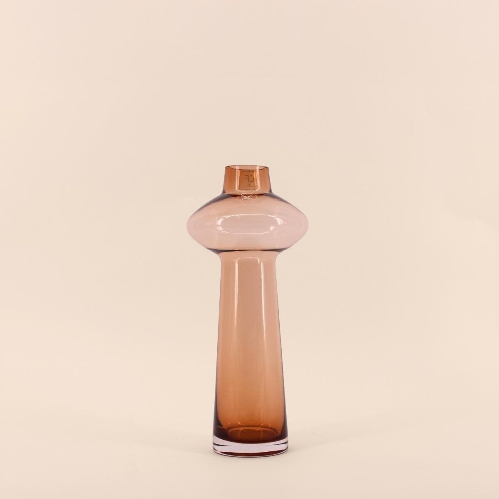 Vase en verre ambré fait main 30cm | Hashtag Déco