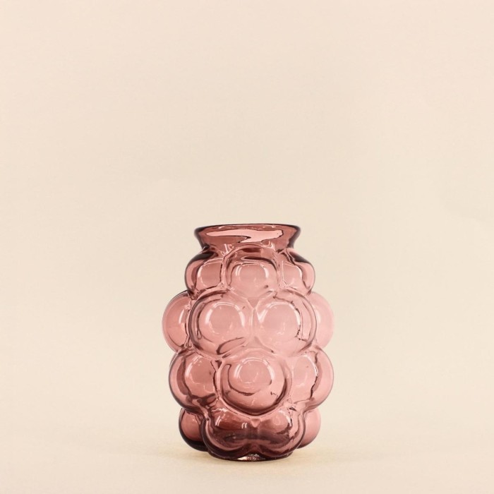 Vase bulles en verre rose fait main 21cm | Hashtag Déco
