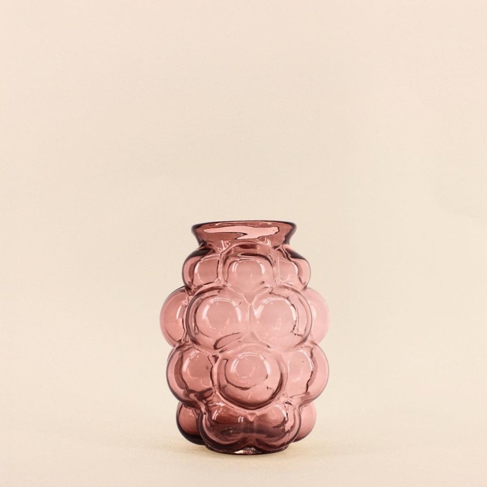 Vase bulles en verre rose fait main 21cm | Hashtag Déco
