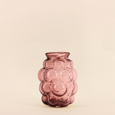 Vase bulles en verre rose fait main 21cm | Hashtag Déco