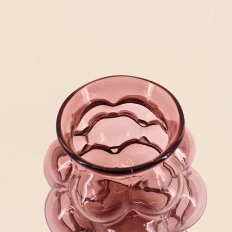 Vase bulles en verre rose fait main 21cm | Hashtag Déco